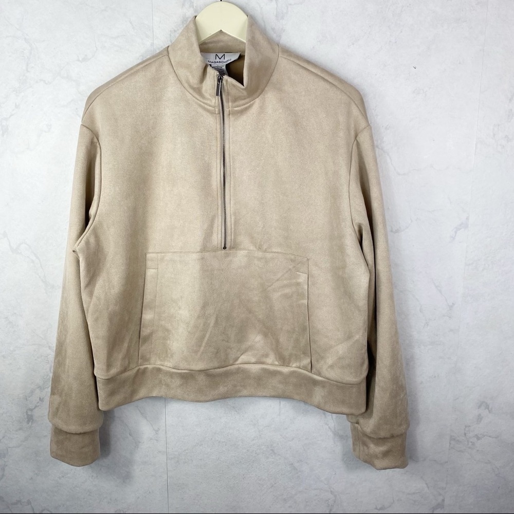 [Magaschoni] Tan Suede Quarter Zip